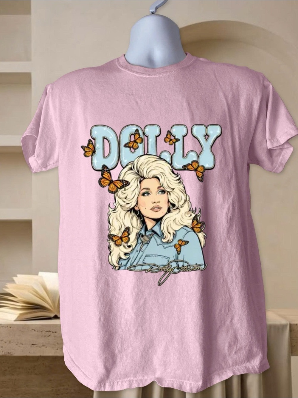 Dolly Parton Graphic Tee with Butterfly- Rest in Peace Dolly Parton